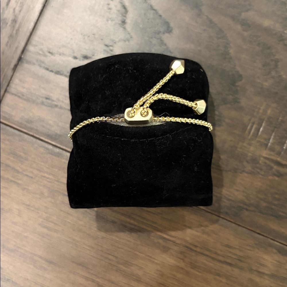 Kendra Scott Gold Stan Adjustable Bracelet with Iridescent White Stone - Picture 3 of 5
